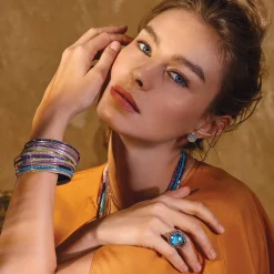 Gemstones<LAGOS Turquoise Bangle