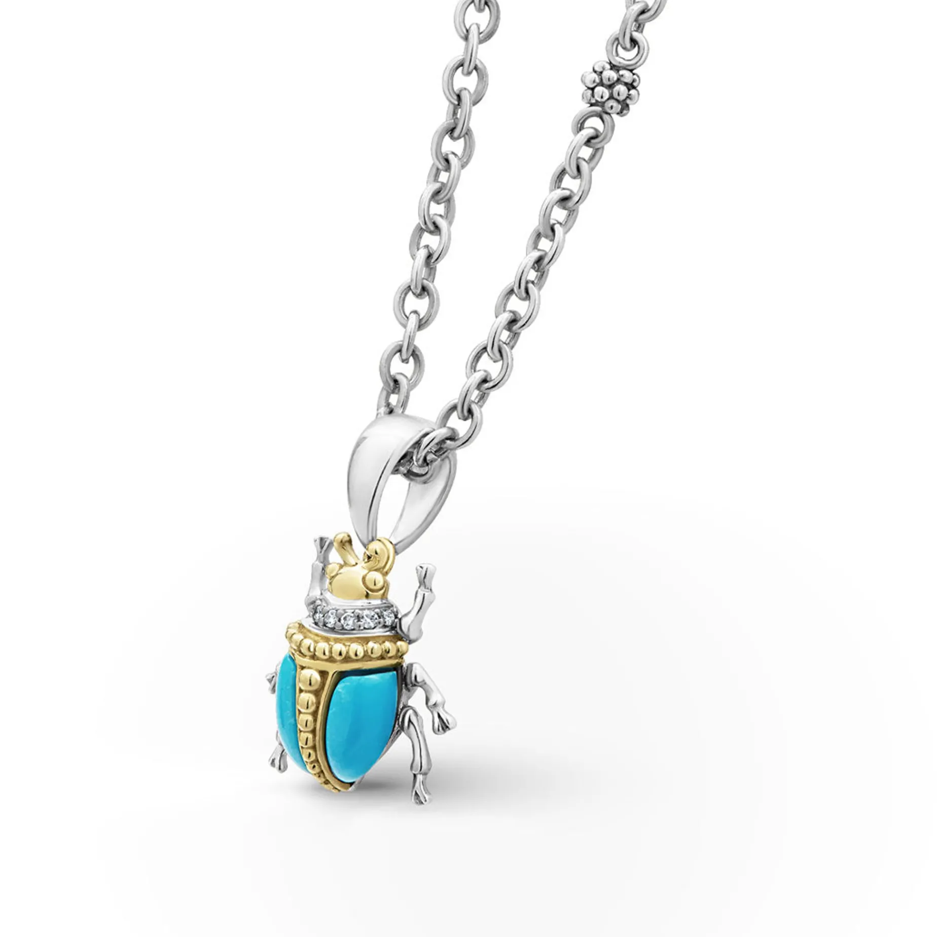 Gemstones<LAGOS Turquoise Beetle Diamond Pendant Necklace