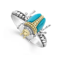 Gemstones<LAGOS Turquoise Beetle Diamond Ring