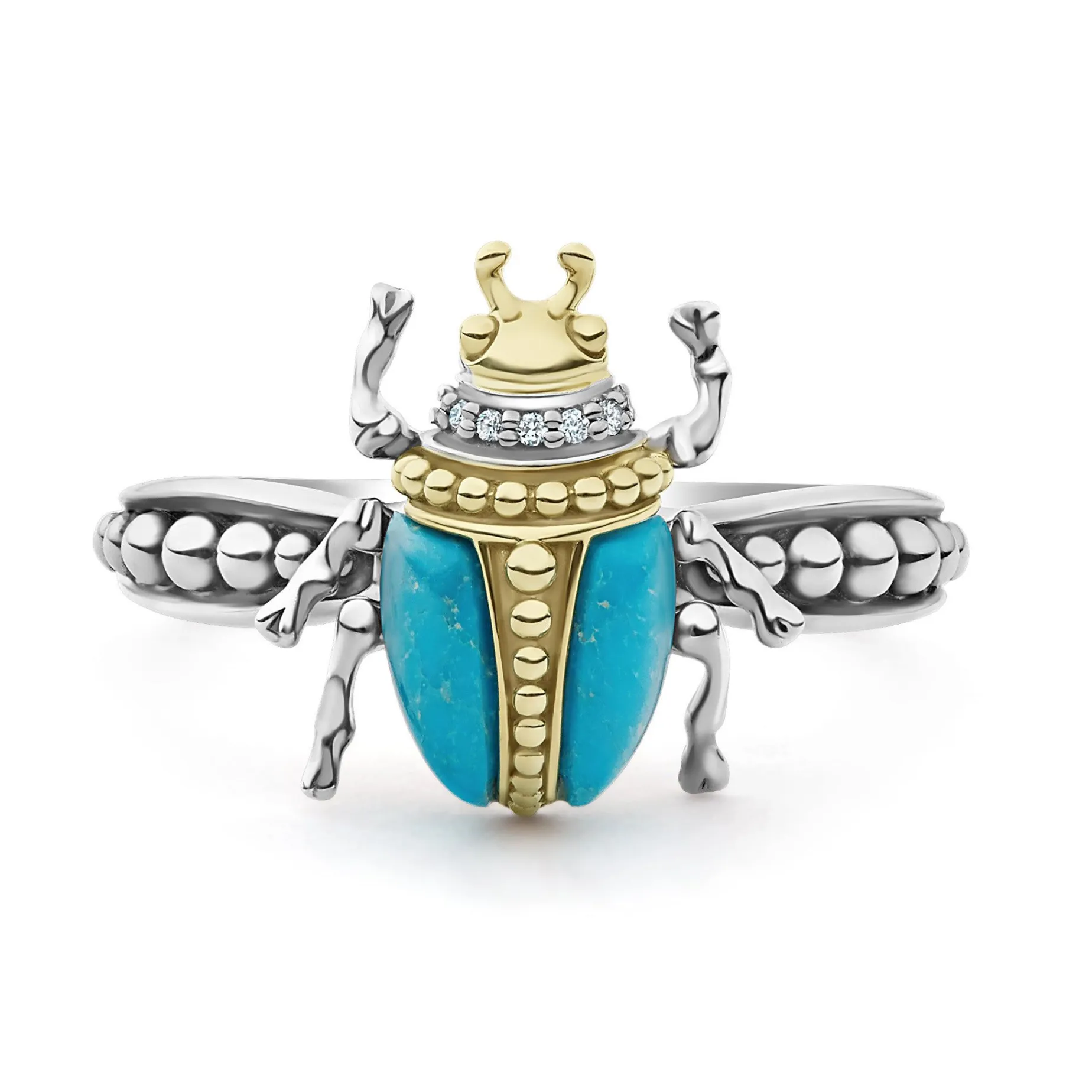 Gemstones<LAGOS Turquoise Beetle Diamond Ring