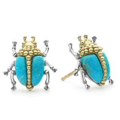 Gemstones<LAGOS Turquoise Beetle Stud Earrings