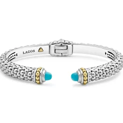 Two-Tone<LAGOS Turquoise Cuff Bracelet | 8Mm