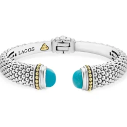 Two-Tone<LAGOS Turquoise Cuff Bracelet |12Mm