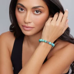 Silver<LAGOS Turquoise Silver Station Bead Bracelet