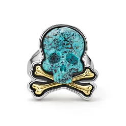 Rings<LAGOS Turquoise Skull And Bones Statement Ring