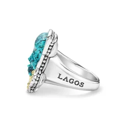 Rings<LAGOS Turquoise Skull And Bones Statement Ring