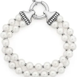 Silver<LAGOS Two Strand Pearl Bracelet