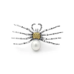 Two-Tone<LAGOS Two Tone Pearl Spider Pin
