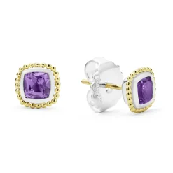 Gemstones<LAGOS Two-Tone Amethyst Stud Earrings