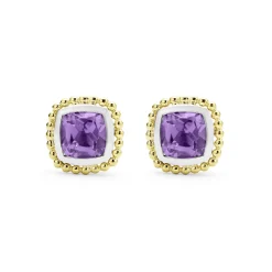 Gemstones<LAGOS Two-Tone Amethyst Stud Earrings