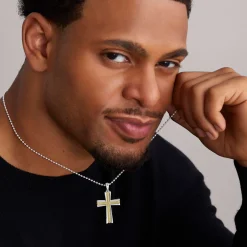 Amulets<LAGOS Two-Tone Caviar Beaded Cross Amulet