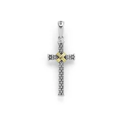Amulets<LAGOS Two-Tone Caviar Beaded X Cross Amulet