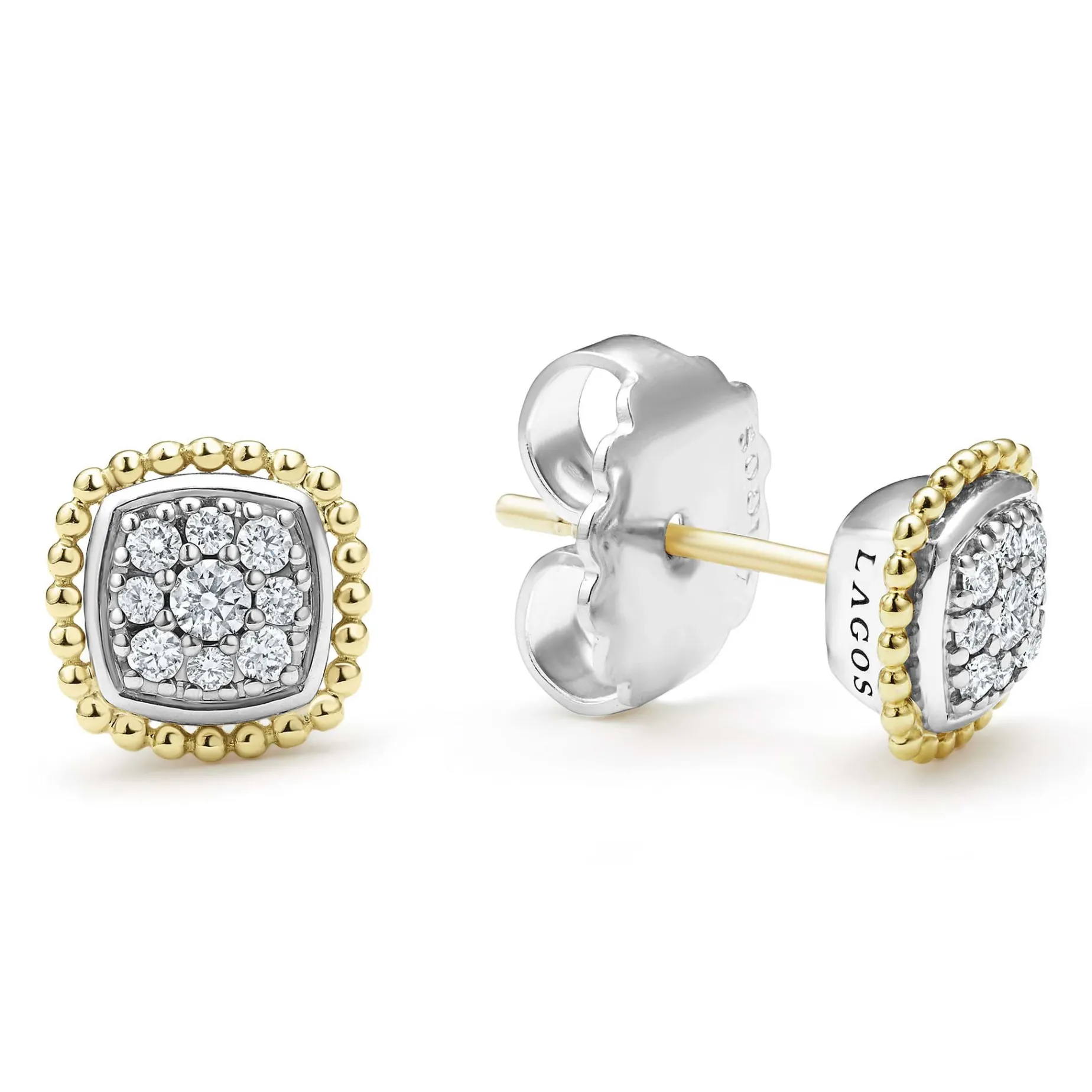 Diamonds<LAGOS Two-Tone Caviar Diamond Stud Earrings