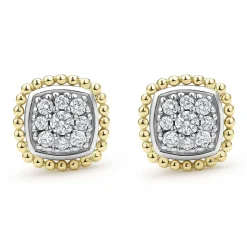 Two-Tone<LAGOS Two-Tone Caviar Diamond Stud Earrings