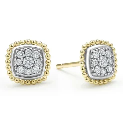 Stud Earrings<LAGOS Two-Tone Caviar Diamond Stud Earrings