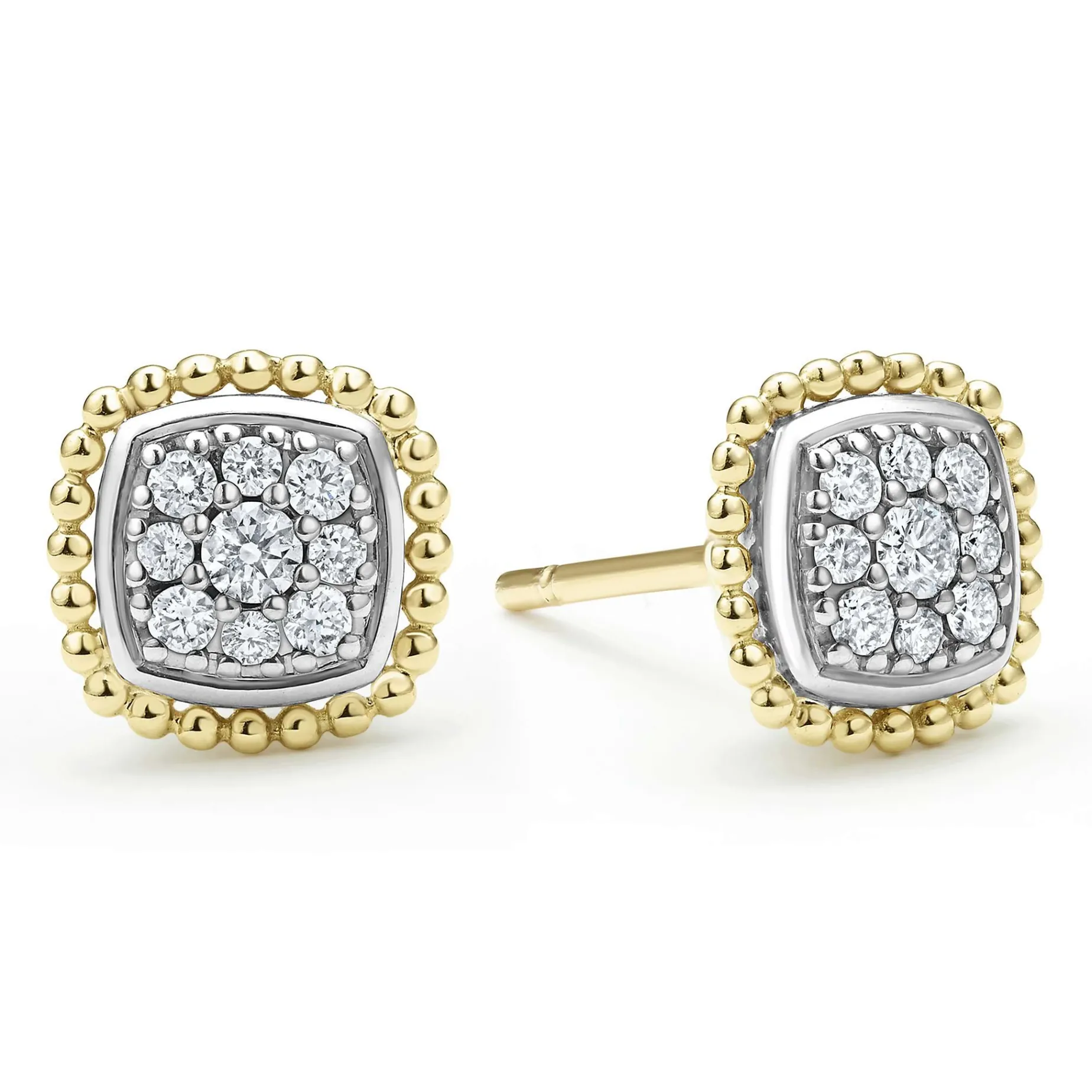 Stud Earrings<LAGOS Two-Tone Caviar Diamond Stud Earrings