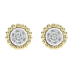 Caviar Earrings<LAGOS Two-Tone Caviar Diamond Stud Earrings