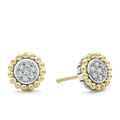 Diamonds<LAGOS Two-Tone Caviar Diamond Stud Earrings