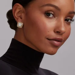 Two-Tone<LAGOS Two-Tone Caviar Diamond Stud Earrings