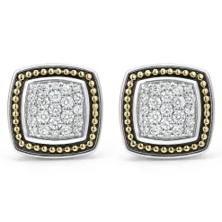 Two-Tone<LAGOS Two-Tone Caviar Diamond Stud Earrings
