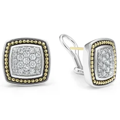 Two-Tone<LAGOS Two-Tone Caviar Diamond Stud Earrings