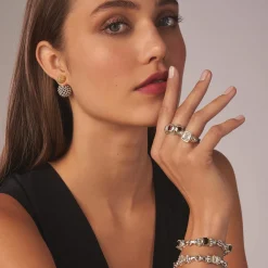 Caviar Earrings<LAGOS Two-Tone Caviar Front-Back Earrings