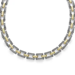 Two-Tone<LAGOS Two-Tone Caviar Link Necklace