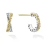 Diamonds<LAGOS Two-Tone Caviar X Diamond Huggie Earrings