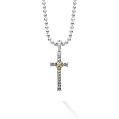 Amulets<LAGOS Two-Tone Cross Amulet Necklace