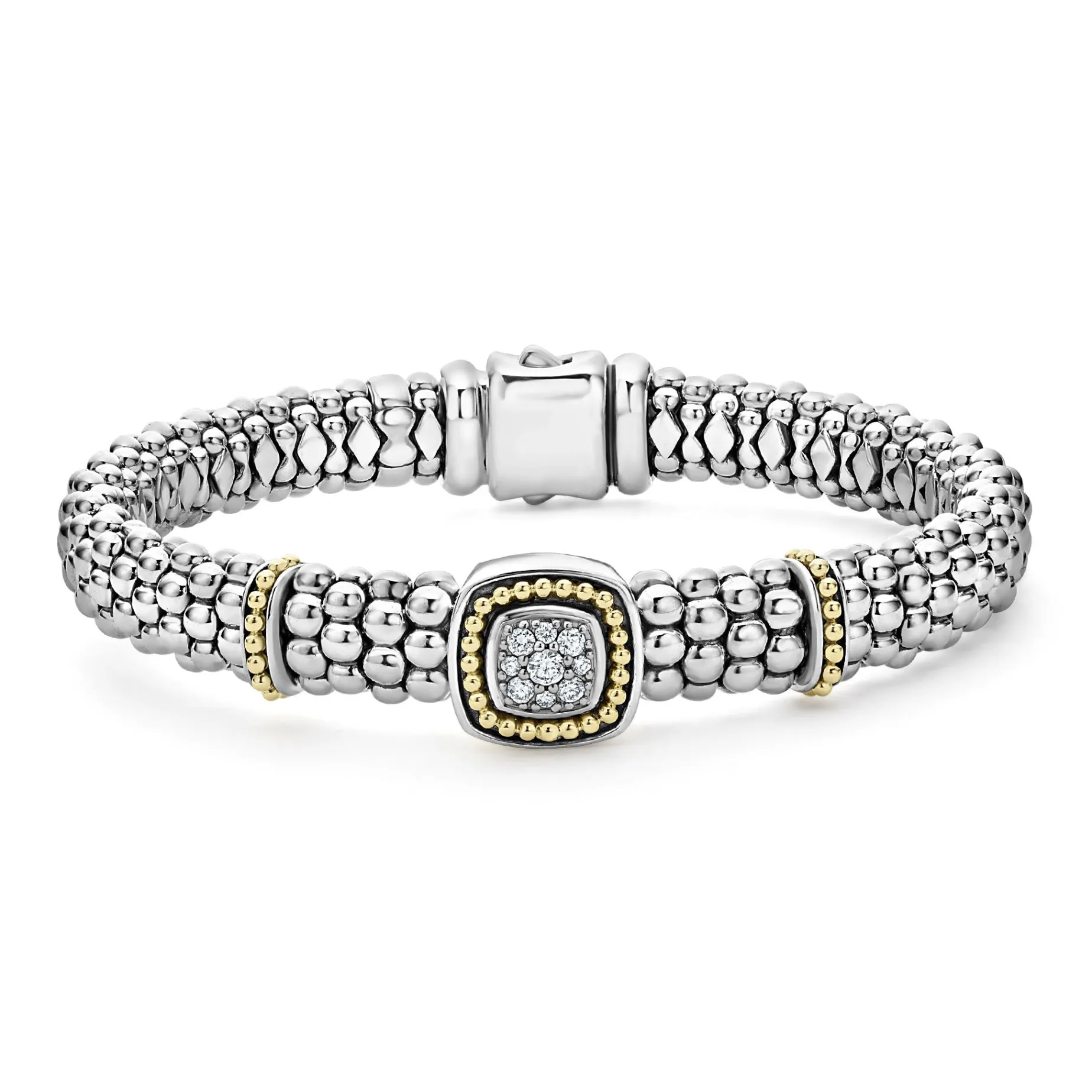 Two-Tone<LAGOS Two-Tone Diamond Caviar Bracelet | 9Mm