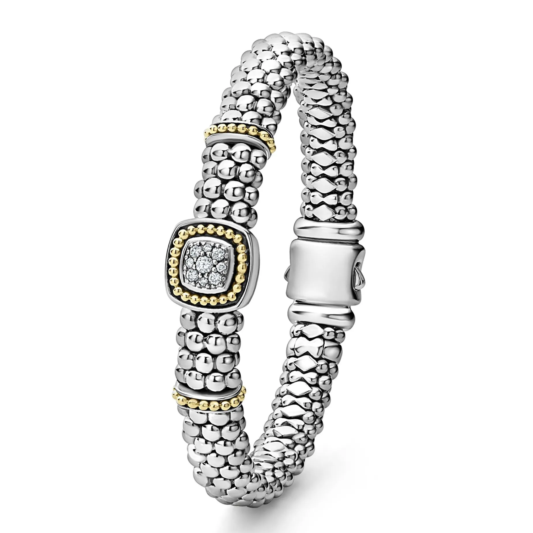 Two-Tone<LAGOS Two-Tone Diamond Caviar Bracelet | 9Mm