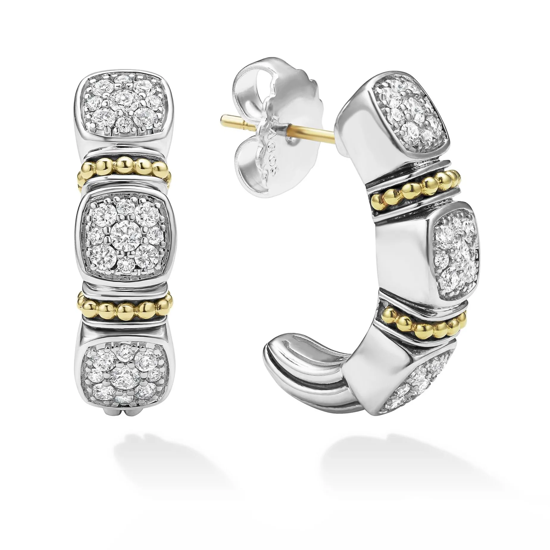 Two-Tone<LAGOS Two-Tone Diamond Hoop Earrings