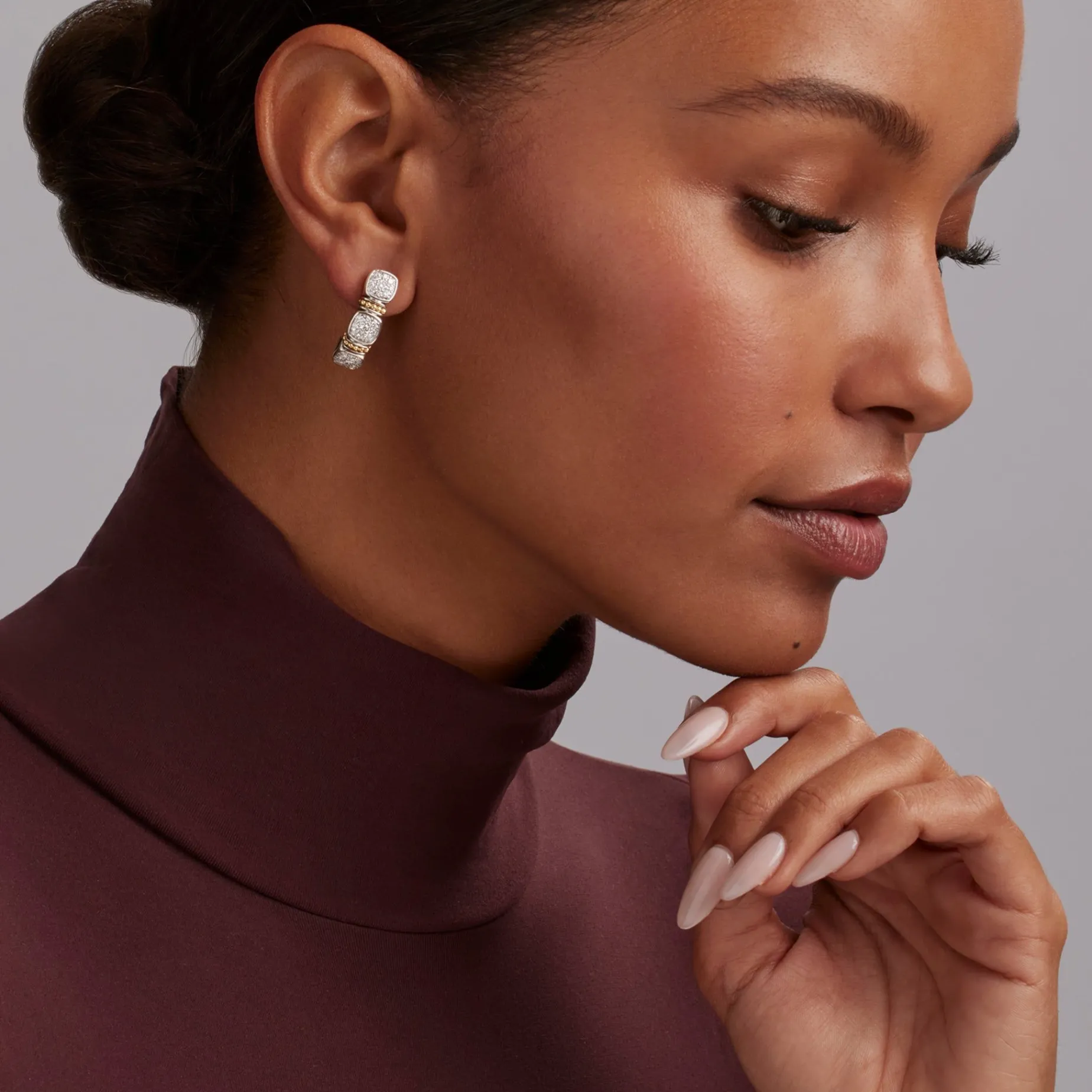 Two-Tone<LAGOS Two-Tone Diamond Hoop Earrings