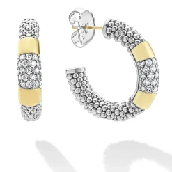 Two-Tone<LAGOS Two-Tone Diamond Hoop Earrings