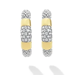 Two-Tone<LAGOS Two-Tone Diamond Hoop Earrings