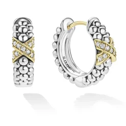 Diamonds<LAGOS Two-Tone Diamond Huggie Earrings