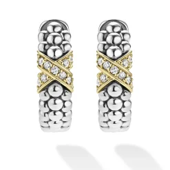Two-Tone<LAGOS Two-Tone Diamond Huggie Earrings