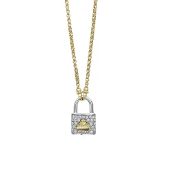 Two-Tone<LAGOS Two-Tone Diamond Lock Necklace