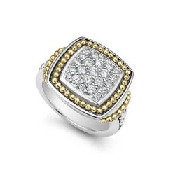 Two-Tone<LAGOS Two-Tone Diamond Square Ring