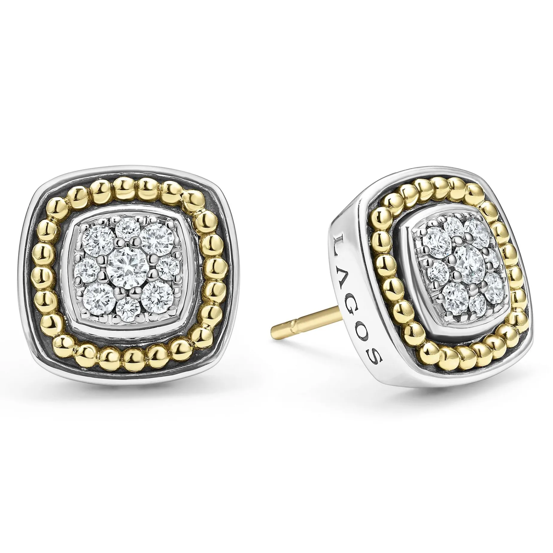 Two-Tone<LAGOS Two-Tone Diamond Stud Earrings