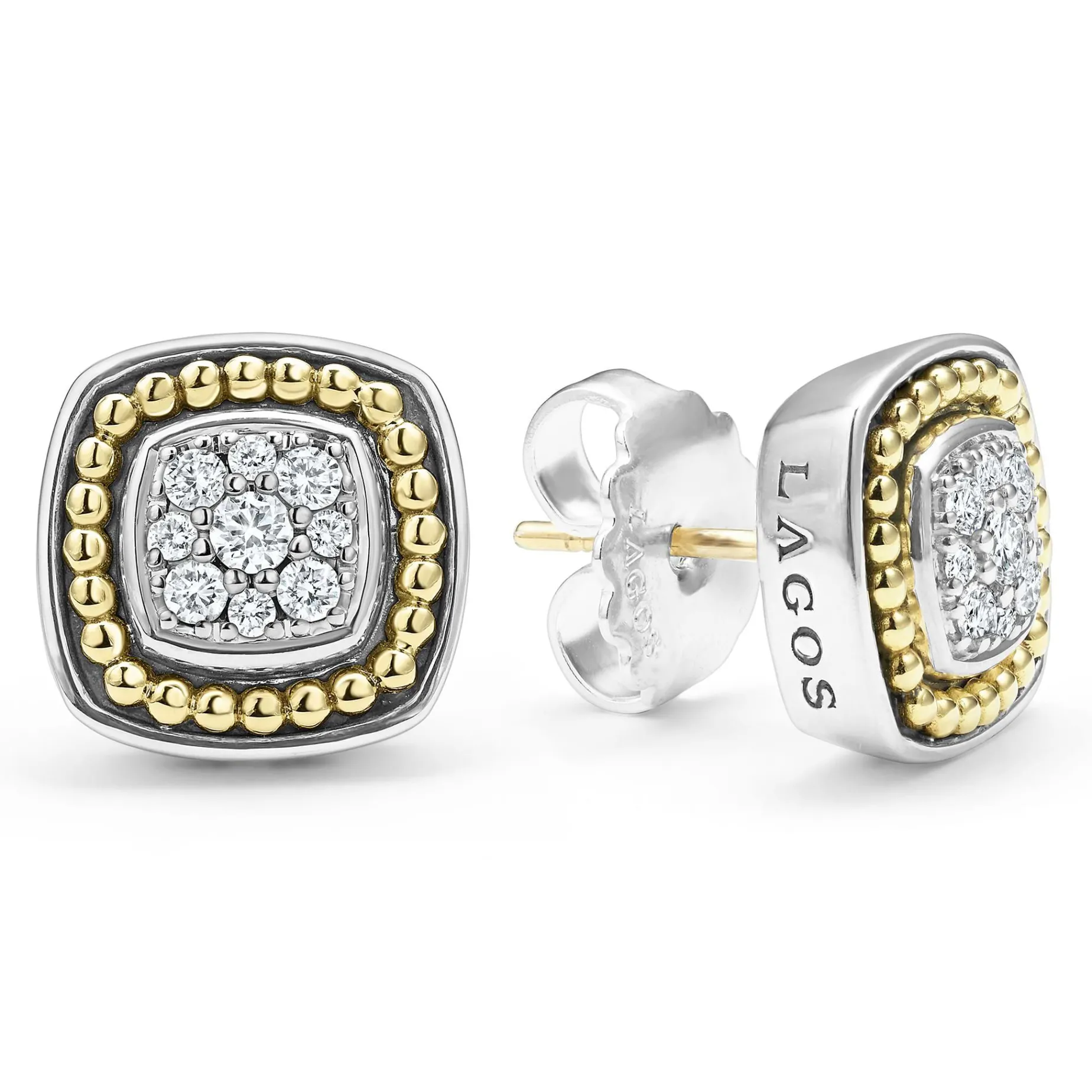 Two-Tone<LAGOS Two-Tone Diamond Stud Earrings