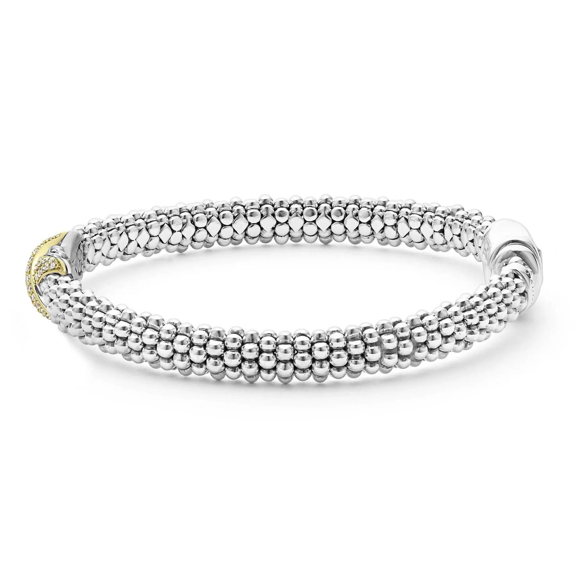 Diamonds<LAGOS Two-Tone Diamond X Caviar Bracelet | 6Mm