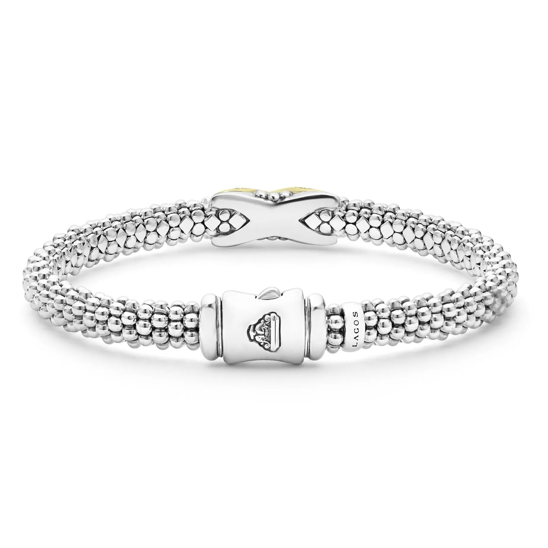 Diamonds<LAGOS Two-Tone Diamond X Caviar Bracelet | 6Mm