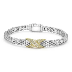 Two-Tone<LAGOS Two-Tone Diamond X Caviar Bracelet | 6Mm