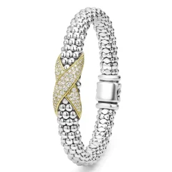 Diamonds<LAGOS Two-Tone Diamond X Caviar Bracelet | 9Mm