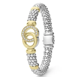 Two-Tone<LAGOS Two-Tone Interlocking Diamond Caviar Bracelet | 9Mm
