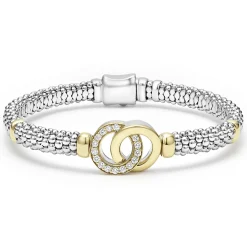 Caviar Bracelets<LAGOS Two-Tone Interlocking Diamond Caviar Bracelet | 6Mm