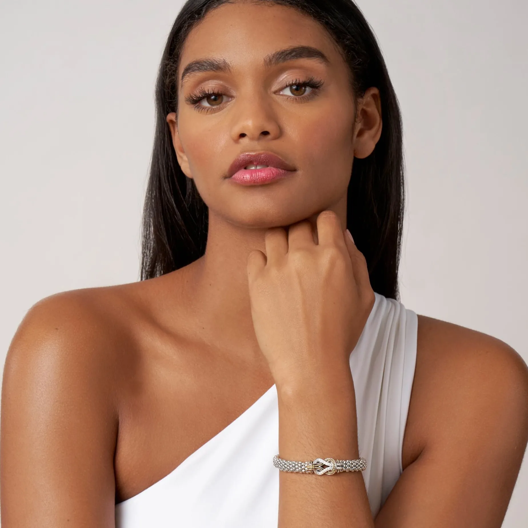 Diamonds<LAGOS Two-Tone Knot Caviar Diamond Bracelet | 9Mm