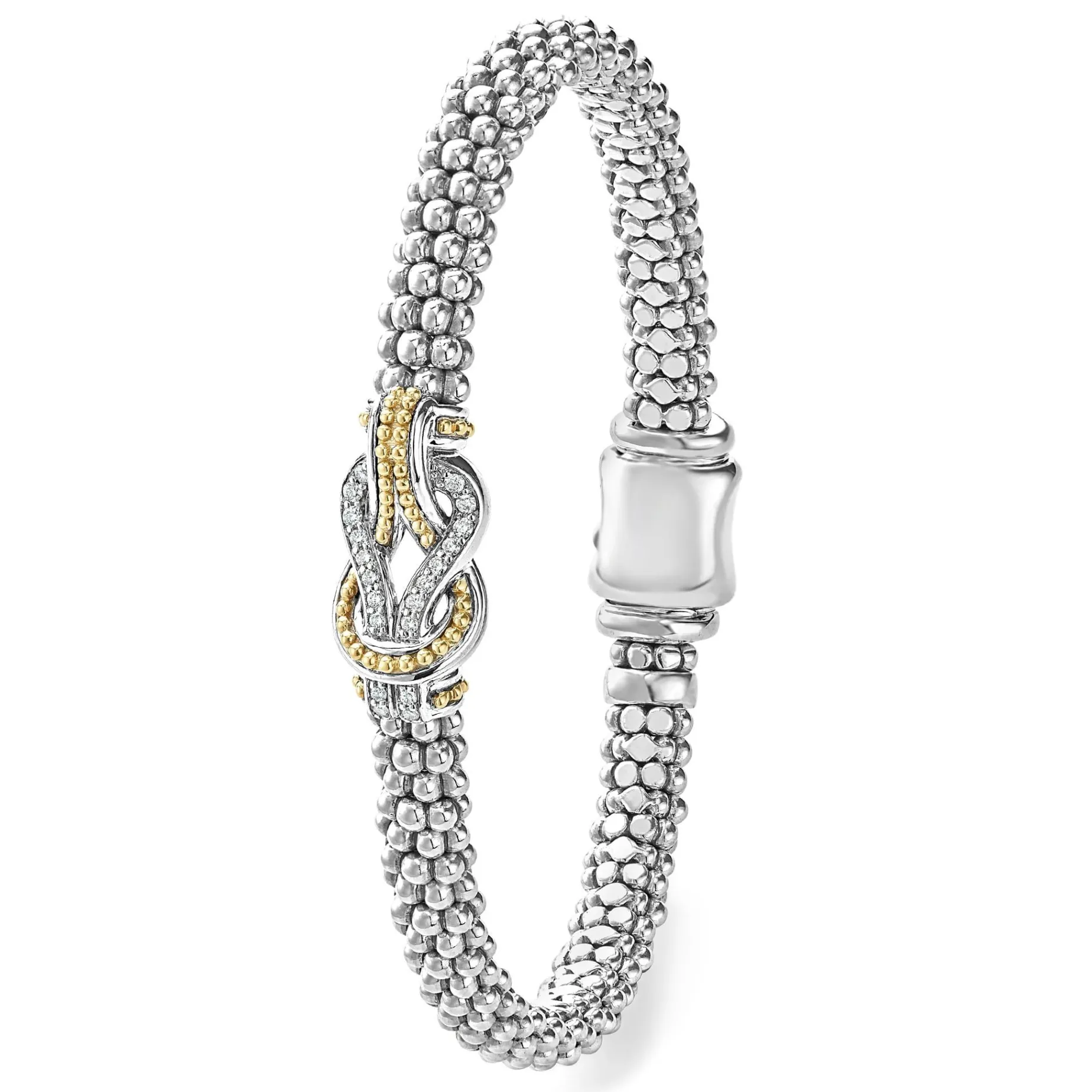 Two-Tone<LAGOS Two-Tone Knot Caviar Diamond Bracelet | 6Mm