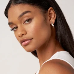 Two-Tone<LAGOS Two-Tone Knot Diamond Half Hoop Earring